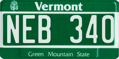 VT license plate NEB340