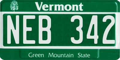 VT license plate NEB342