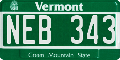 VT license plate NEB343