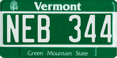 VT license plate NEB344