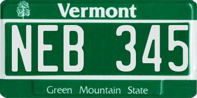 VT license plate NEB345