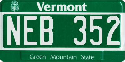 VT license plate NEB352