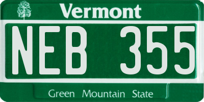 VT license plate NEB355