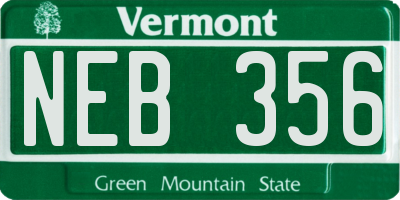 VT license plate NEB356