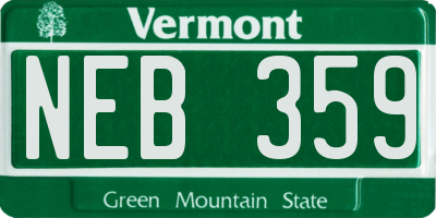 VT license plate NEB359