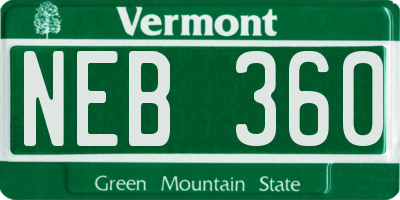 VT license plate NEB360