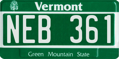 VT license plate NEB361