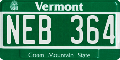 VT license plate NEB364