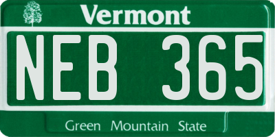 VT license plate NEB365