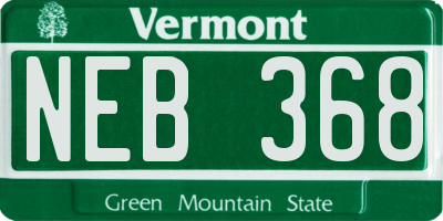 VT license plate NEB368