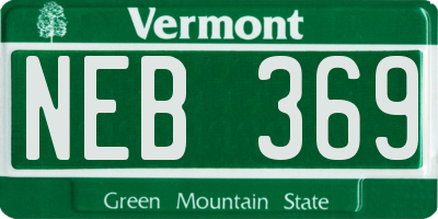 VT license plate NEB369