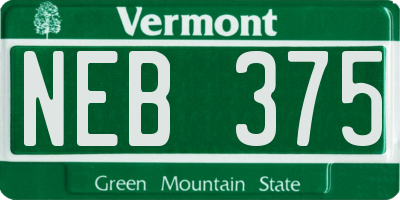 VT license plate NEB375