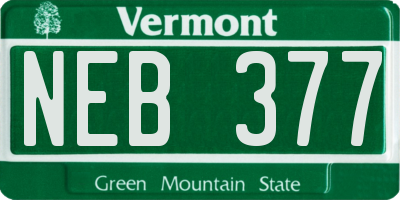 VT license plate NEB377