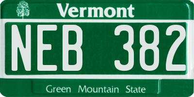 VT license plate NEB382