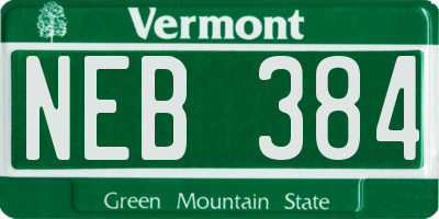 VT license plate NEB384