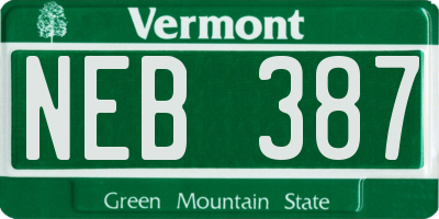 VT license plate NEB387