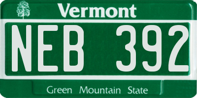 VT license plate NEB392