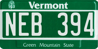 VT license plate NEB394