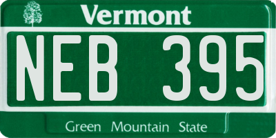 VT license plate NEB395