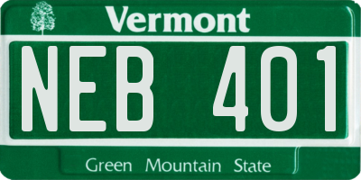 VT license plate NEB401
