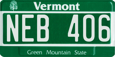 VT license plate NEB406