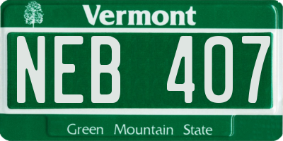 VT license plate NEB407