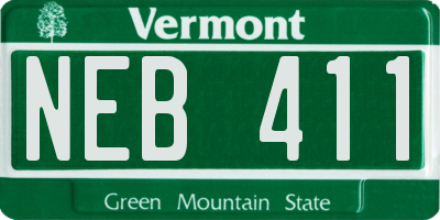 VT license plate NEB411