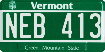 VT license plate NEB413