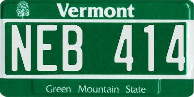 VT license plate NEB414