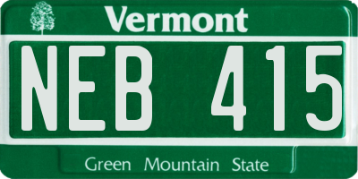 VT license plate NEB415