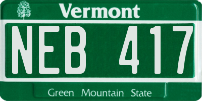 VT license plate NEB417