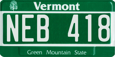 VT license plate NEB418
