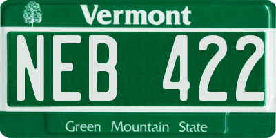 VT license plate NEB422