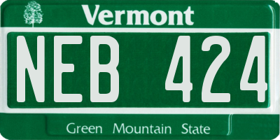 VT license plate NEB424