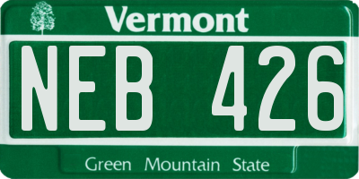 VT license plate NEB426