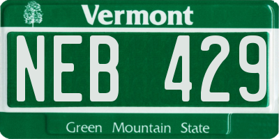 VT license plate NEB429