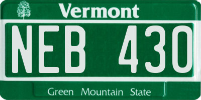 VT license plate NEB430