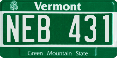VT license plate NEB431