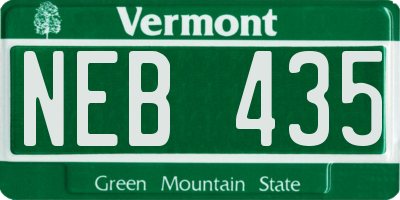 VT license plate NEB435
