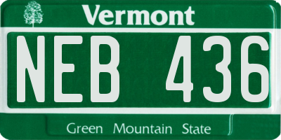 VT license plate NEB436