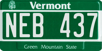 VT license plate NEB437