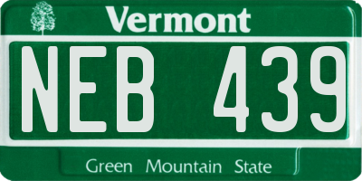 VT license plate NEB439