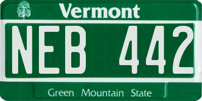 VT license plate NEB442