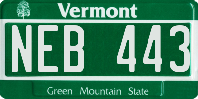 VT license plate NEB443