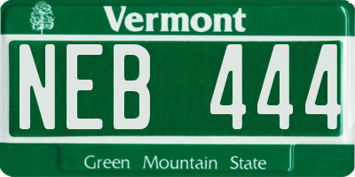 VT license plate NEB444