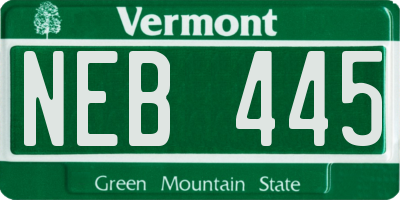 VT license plate NEB445