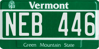 VT license plate NEB446