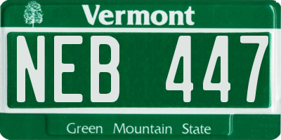 VT license plate NEB447