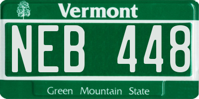 VT license plate NEB448