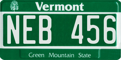 VT license plate NEB456